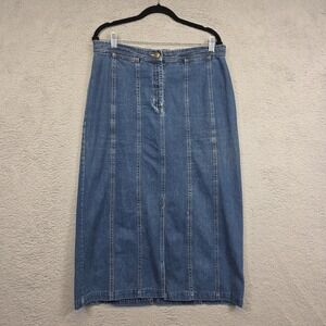St Johns Bay Denim Skirt Womes 14 Blue Straight Medium Wash Y2K‎ Skater Modest